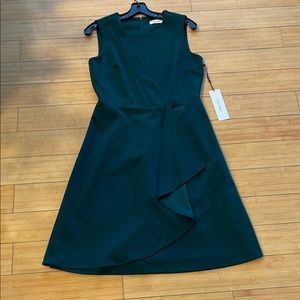 Women NWT Elegant Green Sleeveless Dress Calvin Klein Size 4 Midi Back Zipper
